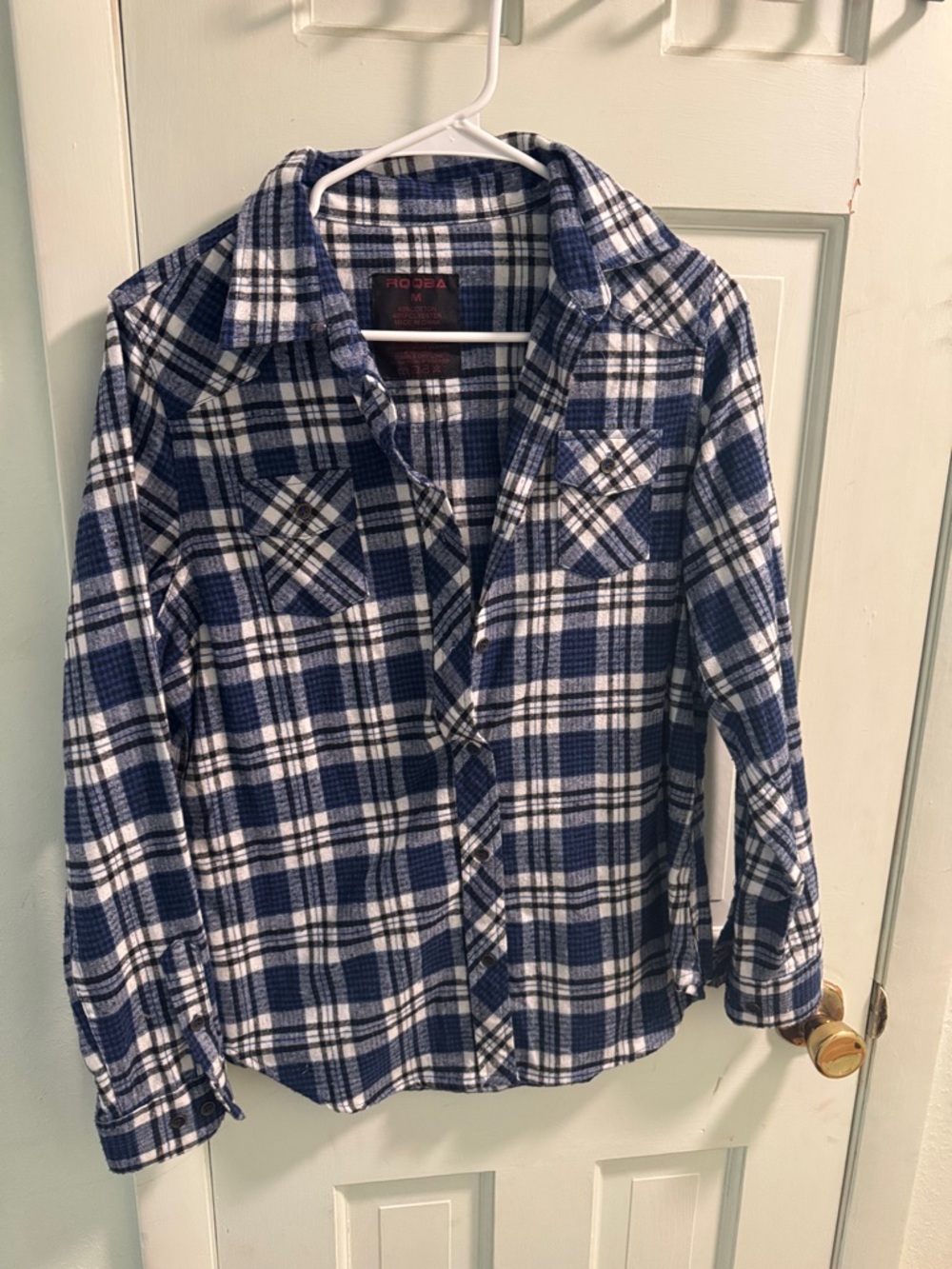 Boys Navy & White Plaid Button-Up Shirt - Classic Flannel Style